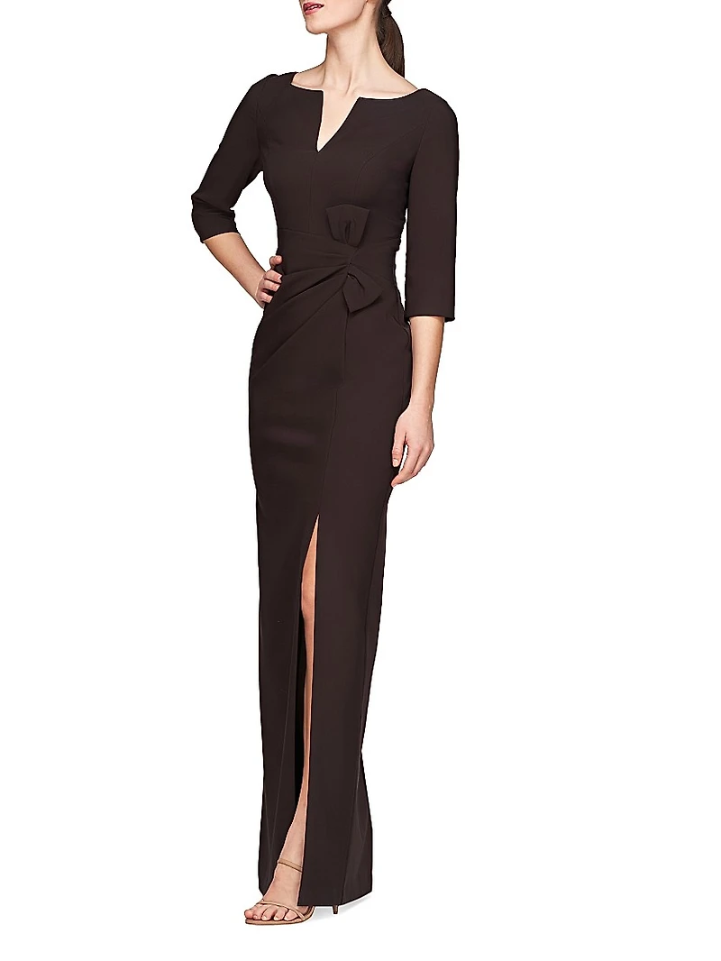 Priscilla Crepe Bow Column Gown