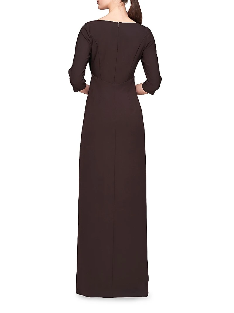 Priscilla Crepe Bow Column Gown