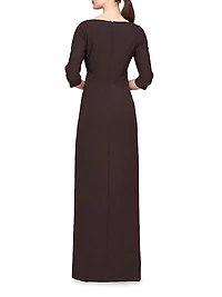Priscilla Crepe Bow Column Gown