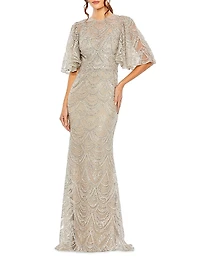 Embroidered Lace Gown