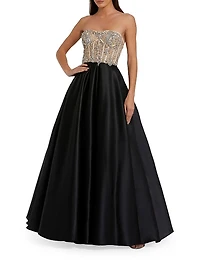 Embellished Bustier Strapless Ballgown