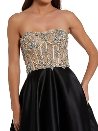 Embellished Bustier Strapless Ballgown