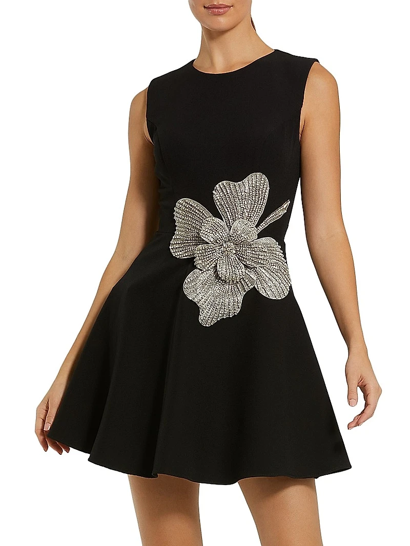 Embellished Crepe Minidress