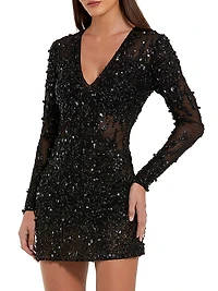 Sheer Sequined Minidress