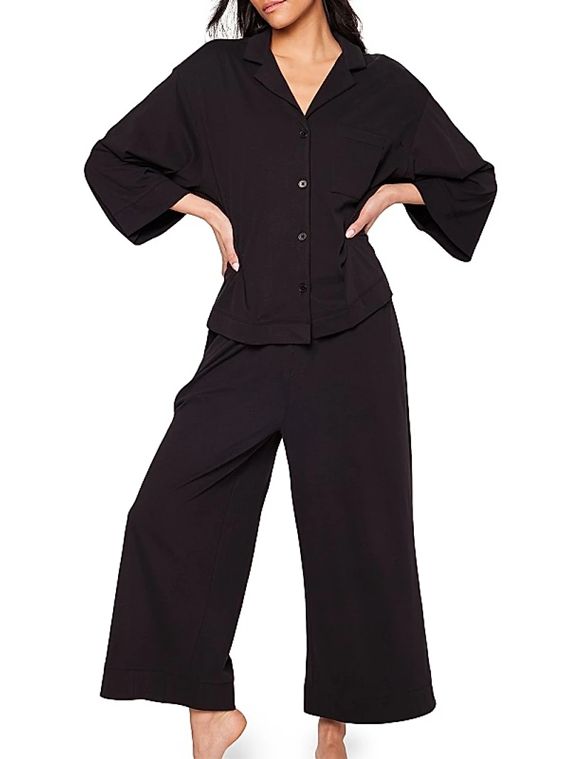 Cotton Wide-Leg Pajama Set