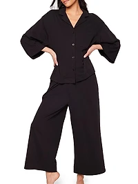 Cotton Wide-Leg Pajama Set