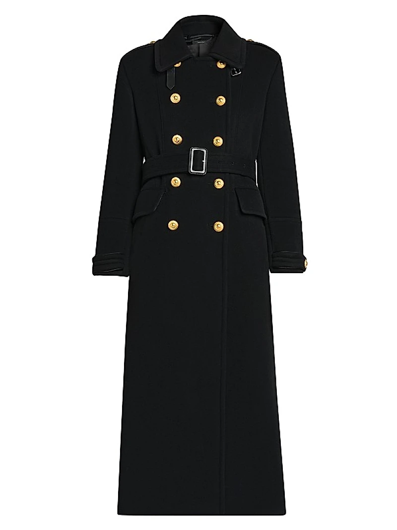 Wool Double-Breasted Belted Coat