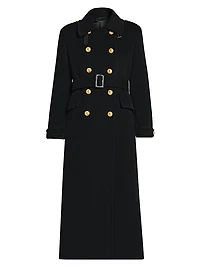 Wool Double-Breasted Belted Coat