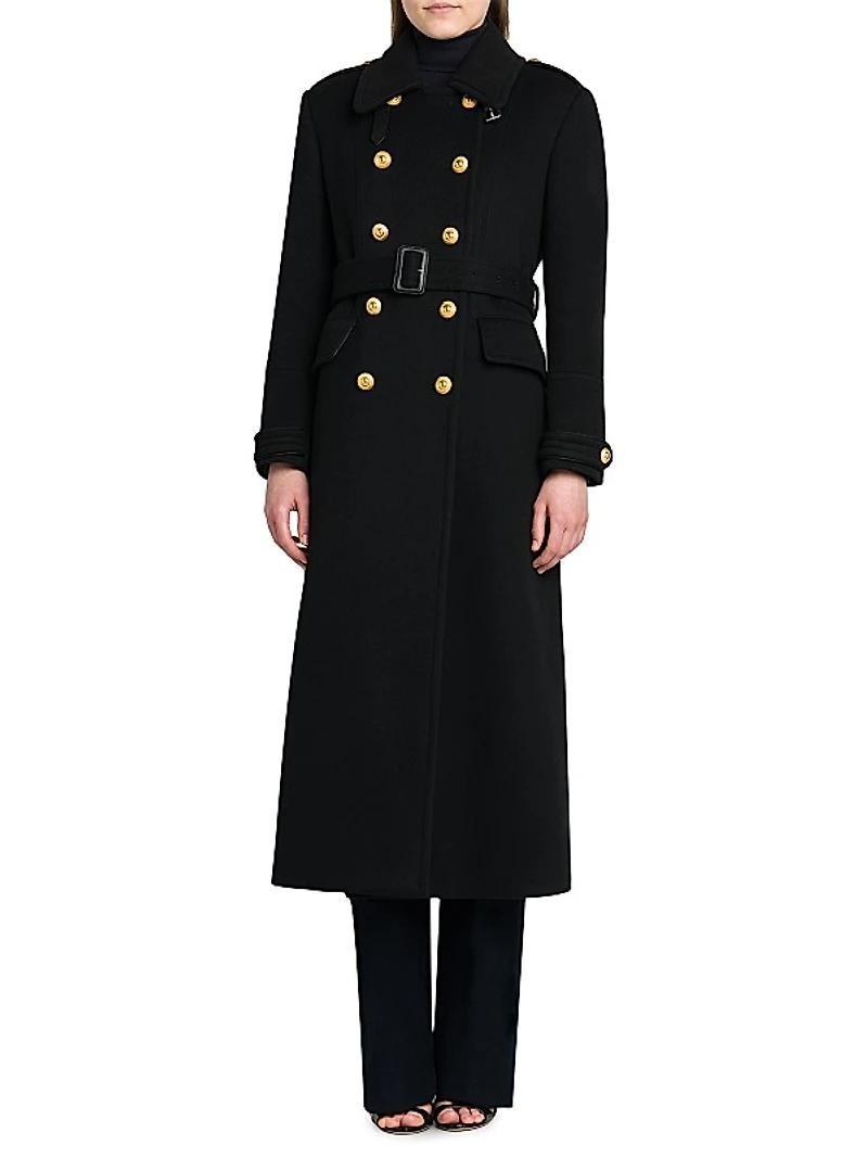 Wool Double-Breasted Belted Coat