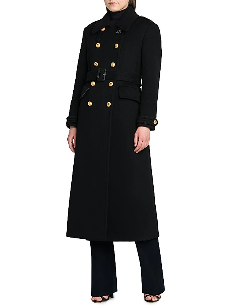 Wool Double-Breasted Belted Coat