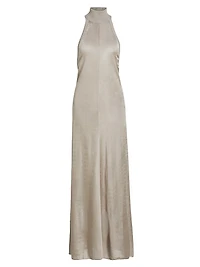 Slinky Button-Back Halter Gown