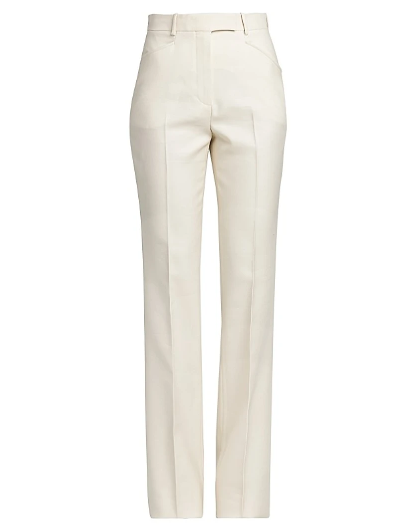 Wool-Silk Twill Tailored Pants