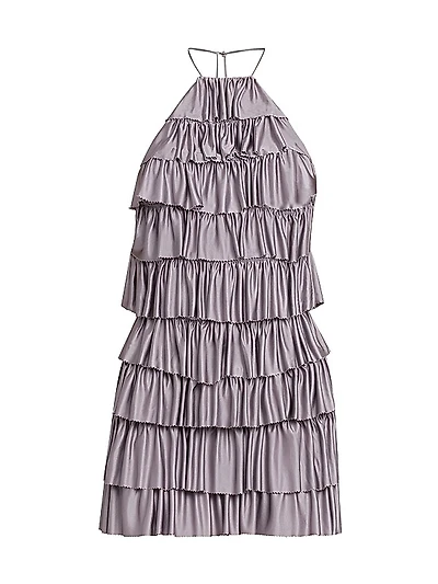 Light Lustrous Ruffle Cocktail Dress