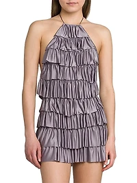 Light Lustrous Ruffle Cocktail Dress