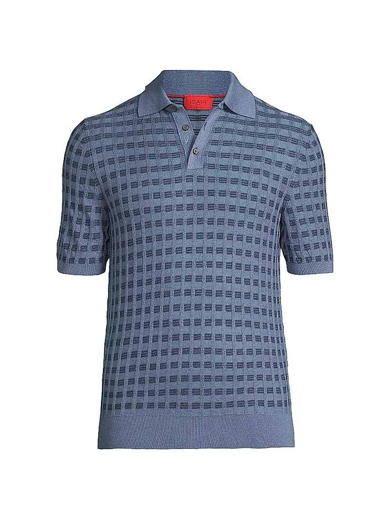 Silk-Cashmere-Wool Jacquard Polo Shirt