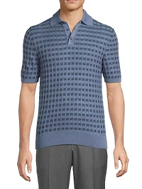 Silk-Cashmere-Wool Jacquard Polo Shirt