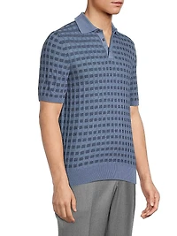 Silk-Cashmere-Wool Jacquard Polo Shirt