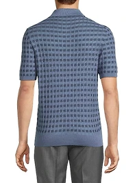 Silk-Cashmere-Wool Jacquard Polo Shirt