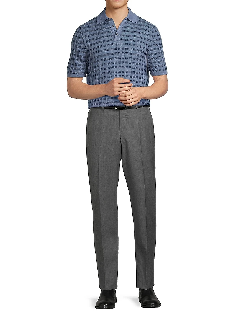 Silk-Cashmere-Wool Jacquard Polo Shirt