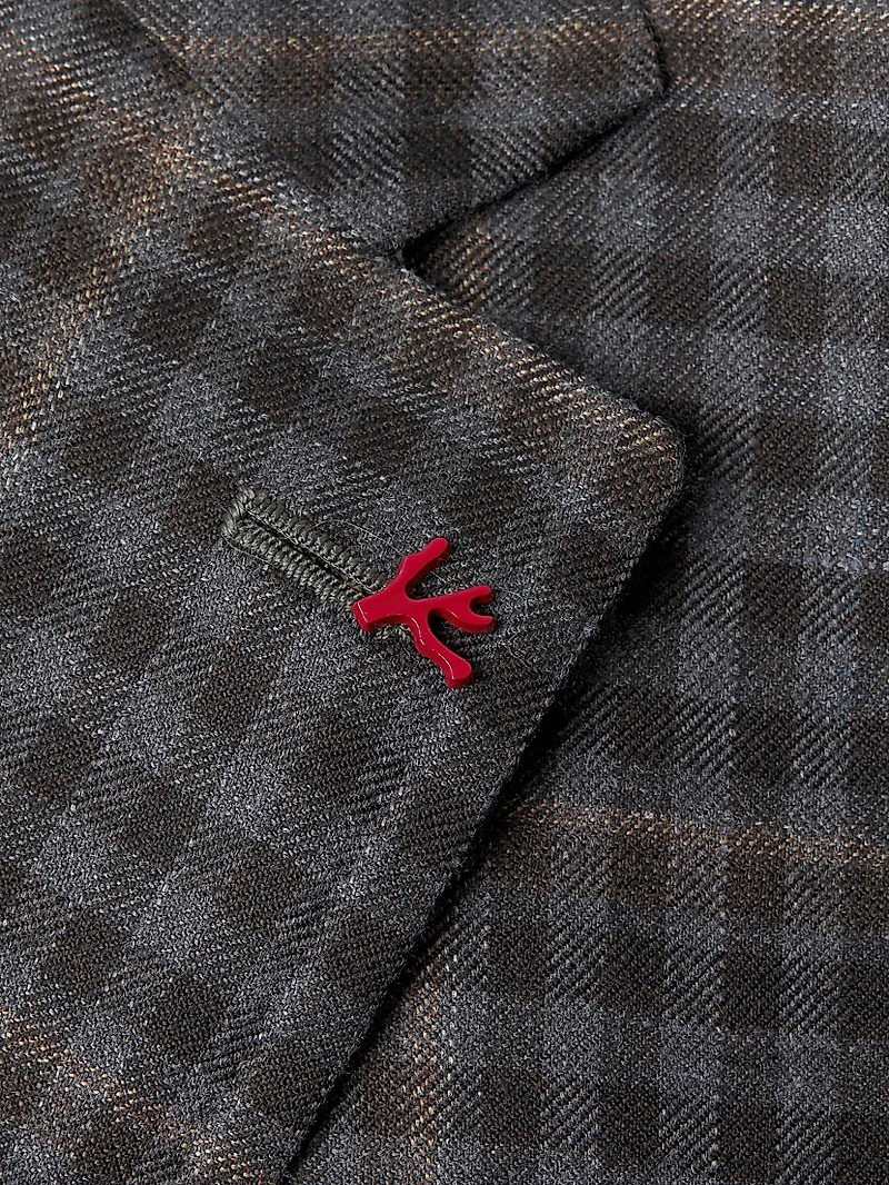 Damier Check Wool-Blend Two-Button Suit Jacket