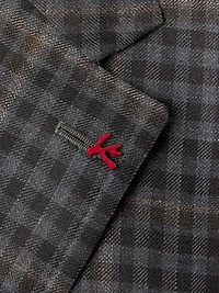 Damier Check Wool-Blend Two-Button Suit Jacket