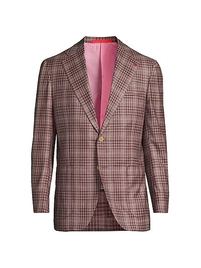Check Wool Two-Button Blazer