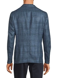 Check Wool-Blend Two-Button Blazer