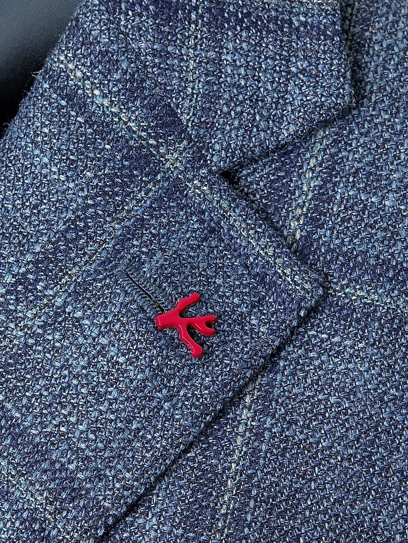 Check Wool-Blend Two-Button Blazer