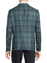 Check Wool-Blend Two-Button Blazer