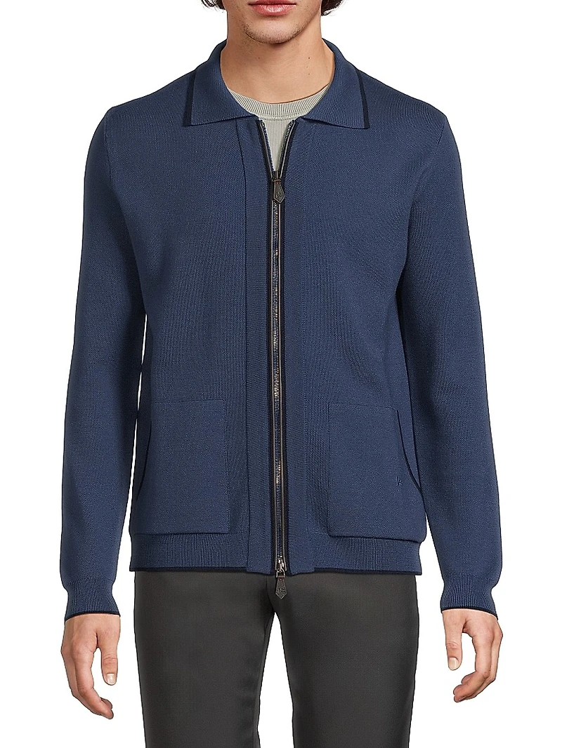 Wool-Silk Zip-Up Jacket