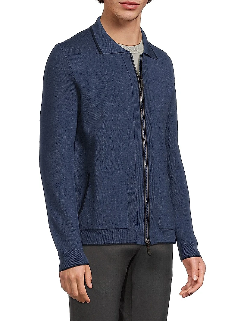 Wool-Silk Zip-Up Jacket