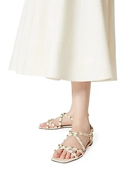 Calfskin Rockstud Sandals with Straps