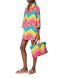 Chevron 24 Popeline Short Dress