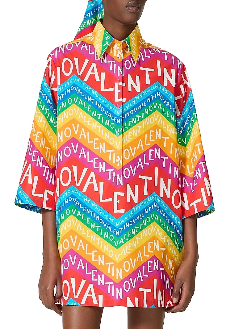 Chevron 24 Popeline Short Dress