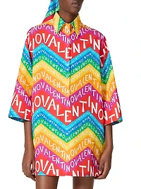 Chevron 24 Popeline Short Dress