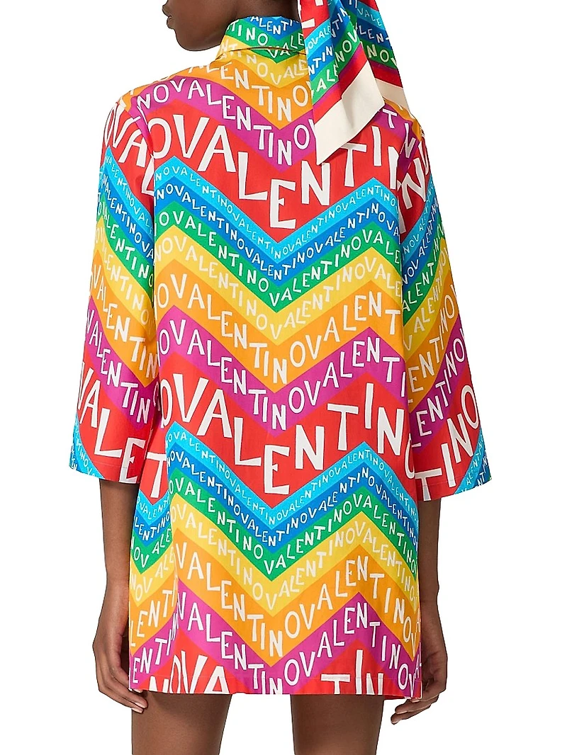 Chevron 24 Popeline Short Dress