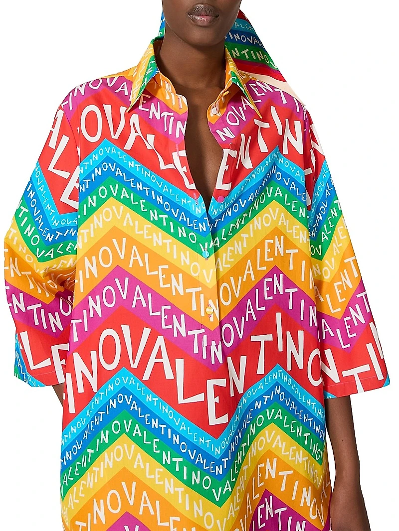 Chevron 24 Popeline Short Dress