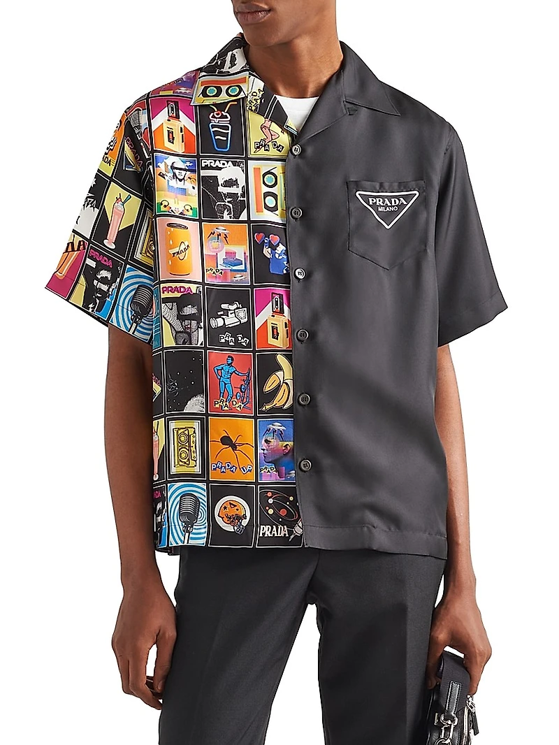 Double Match Silk Twill Shirt