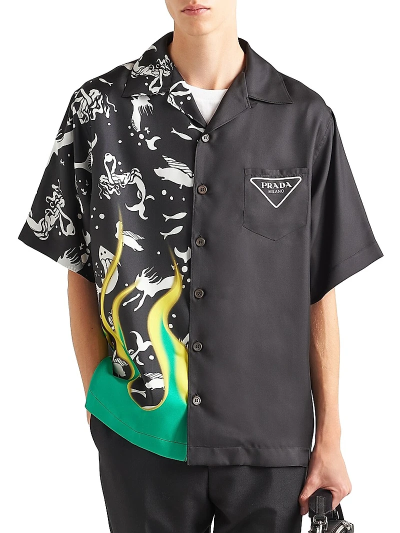 Double Match Silk Twill Shirt