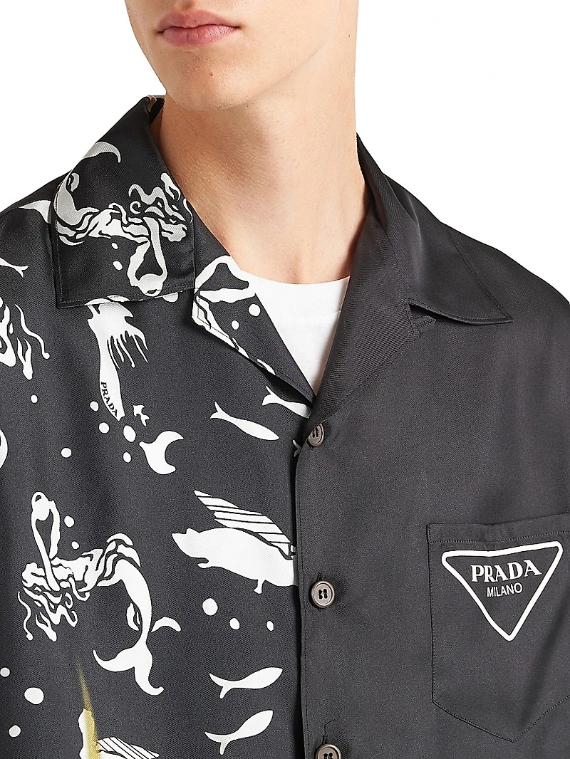 Double Match Silk Twill Shirt