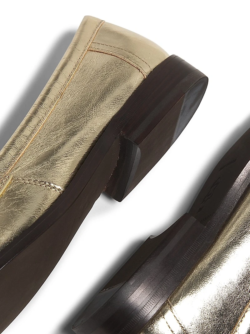 Classic Metallic Leather Loafers