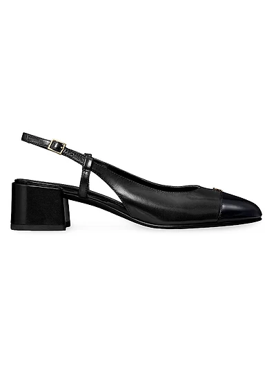 45MM Logo-Detailed Leather Cap-Toe Pumps