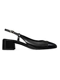 45MM Logo-Detailed Leather Cap-Toe Pumps
