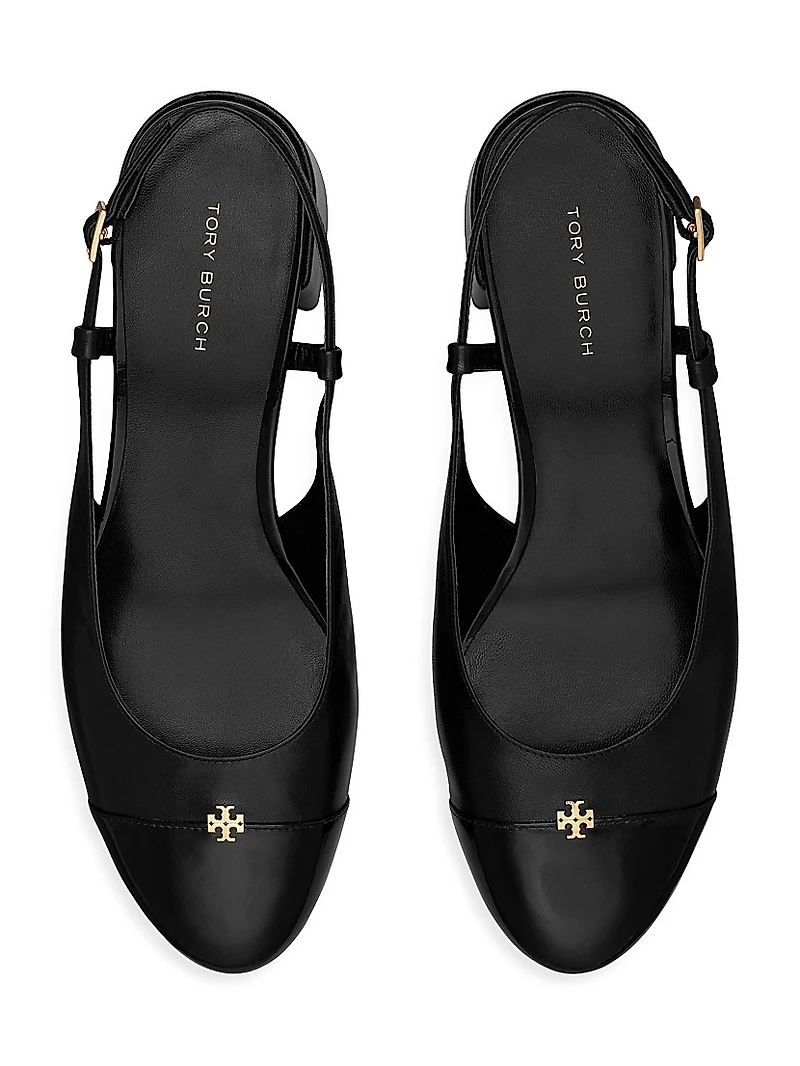 45MM Logo-Detailed Leather Cap-Toe Pumps