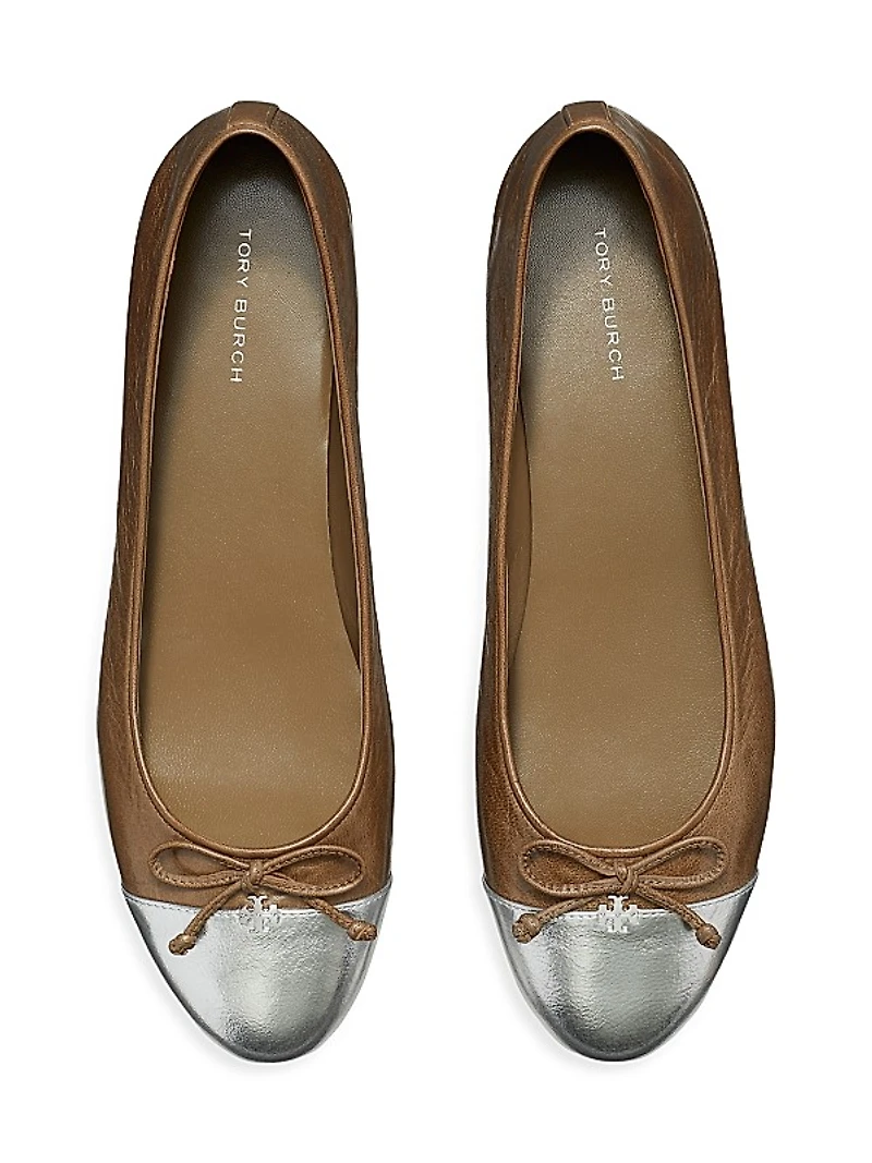 Cap-Toe Leather Ballet Flats
