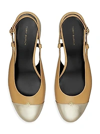 45MM Cap-Toe Leather Slingback Pumps