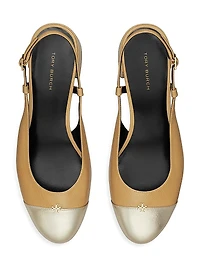 45MM Cap-Toe Leather Slingback Pumps
