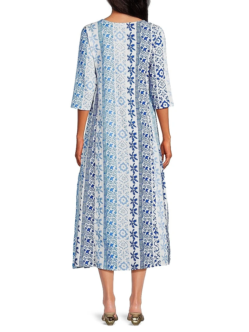 Blair Geometric Floral Cotton Midi-Dress