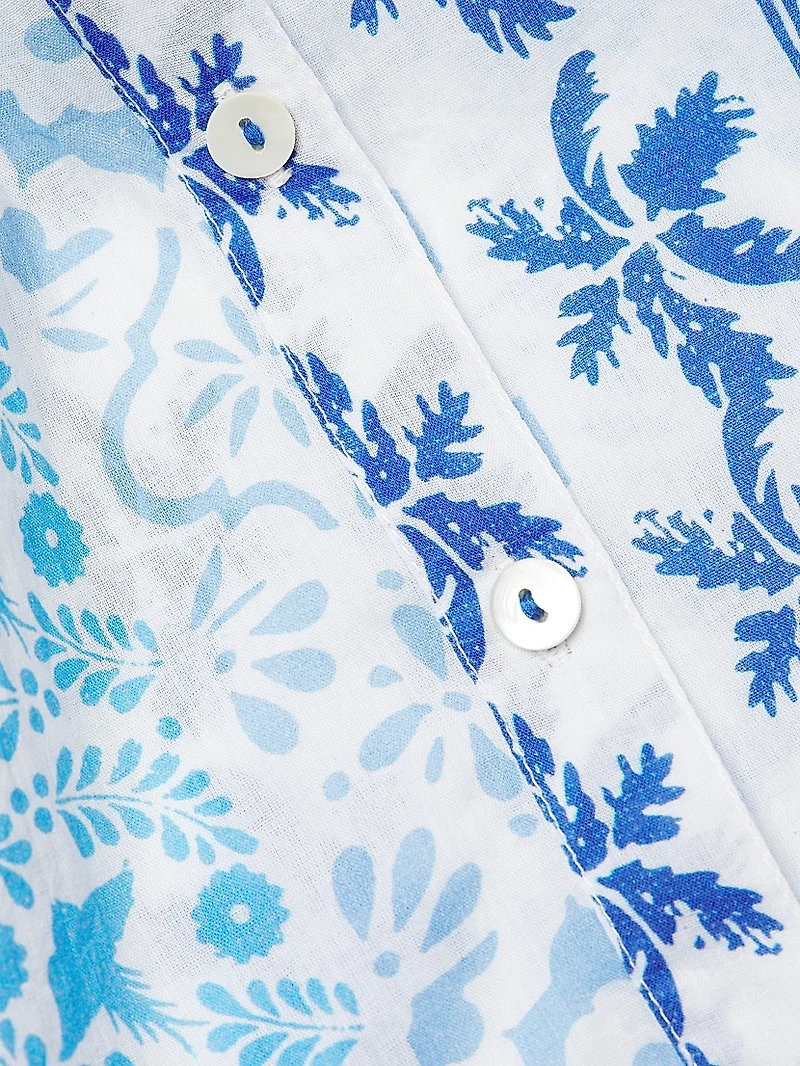 Blair Geometric Floral Cotton Midi-Dress