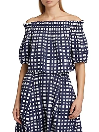 Elodie Geometric Cotton Off-The-Shoulder Top